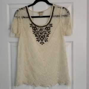 Lucky Brand Creme lace top